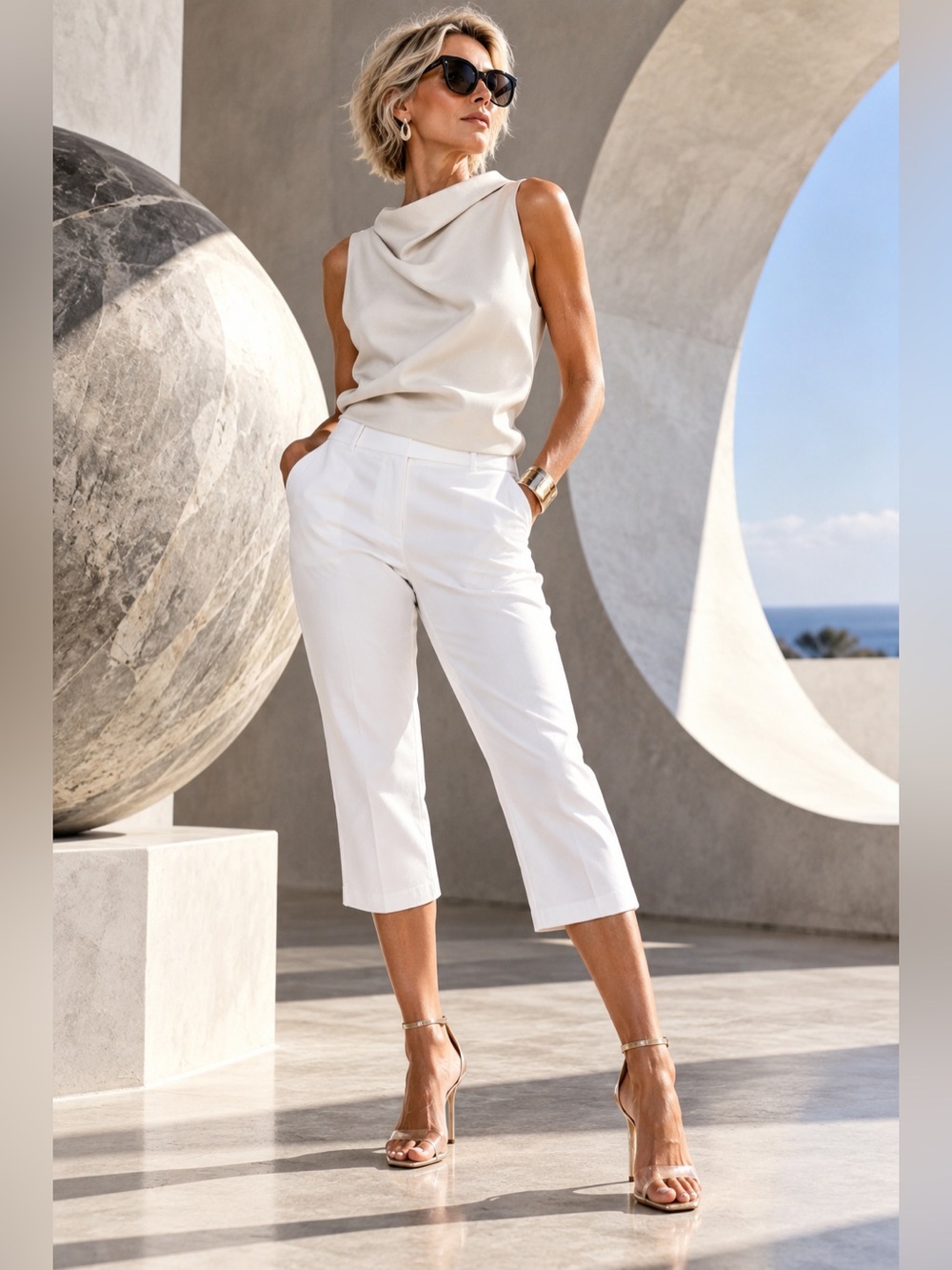 NWT Croft & Barrow Women’s Sz 8 Effortless Stretch Capris Regular White Pull On